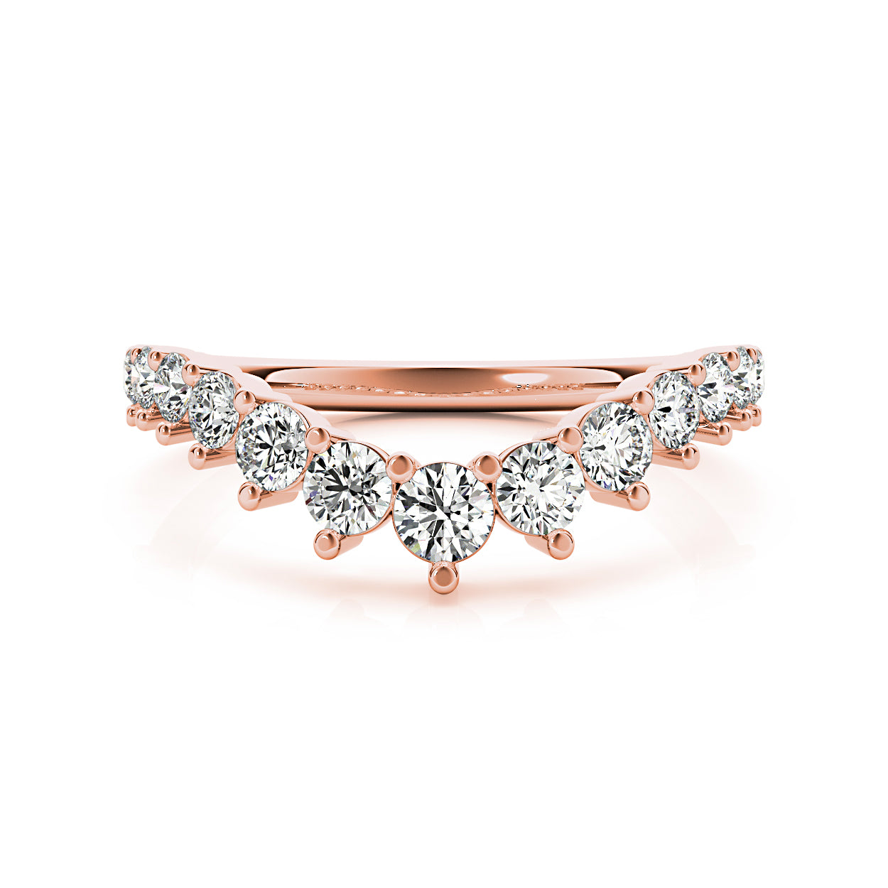 Round Diamond Graduating Curved Band-VIRABYANI